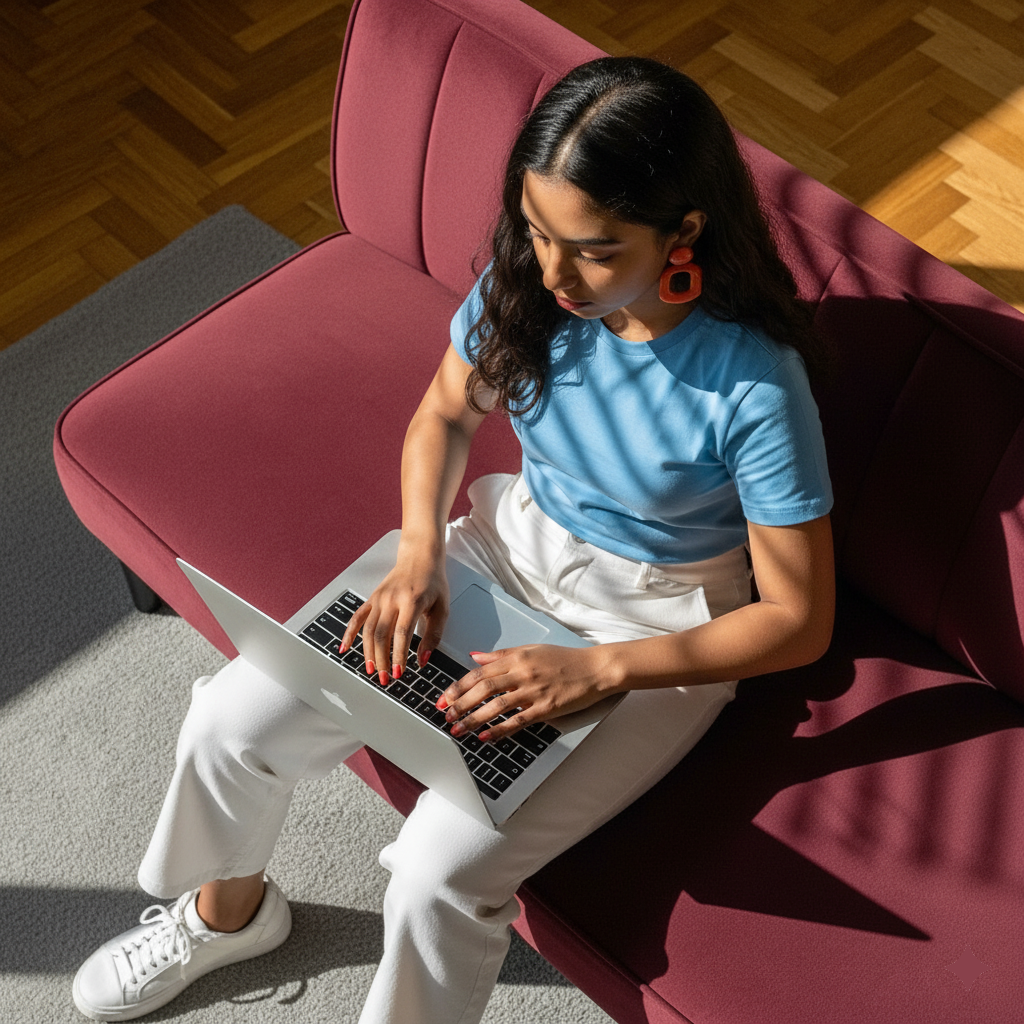 website girl on couch