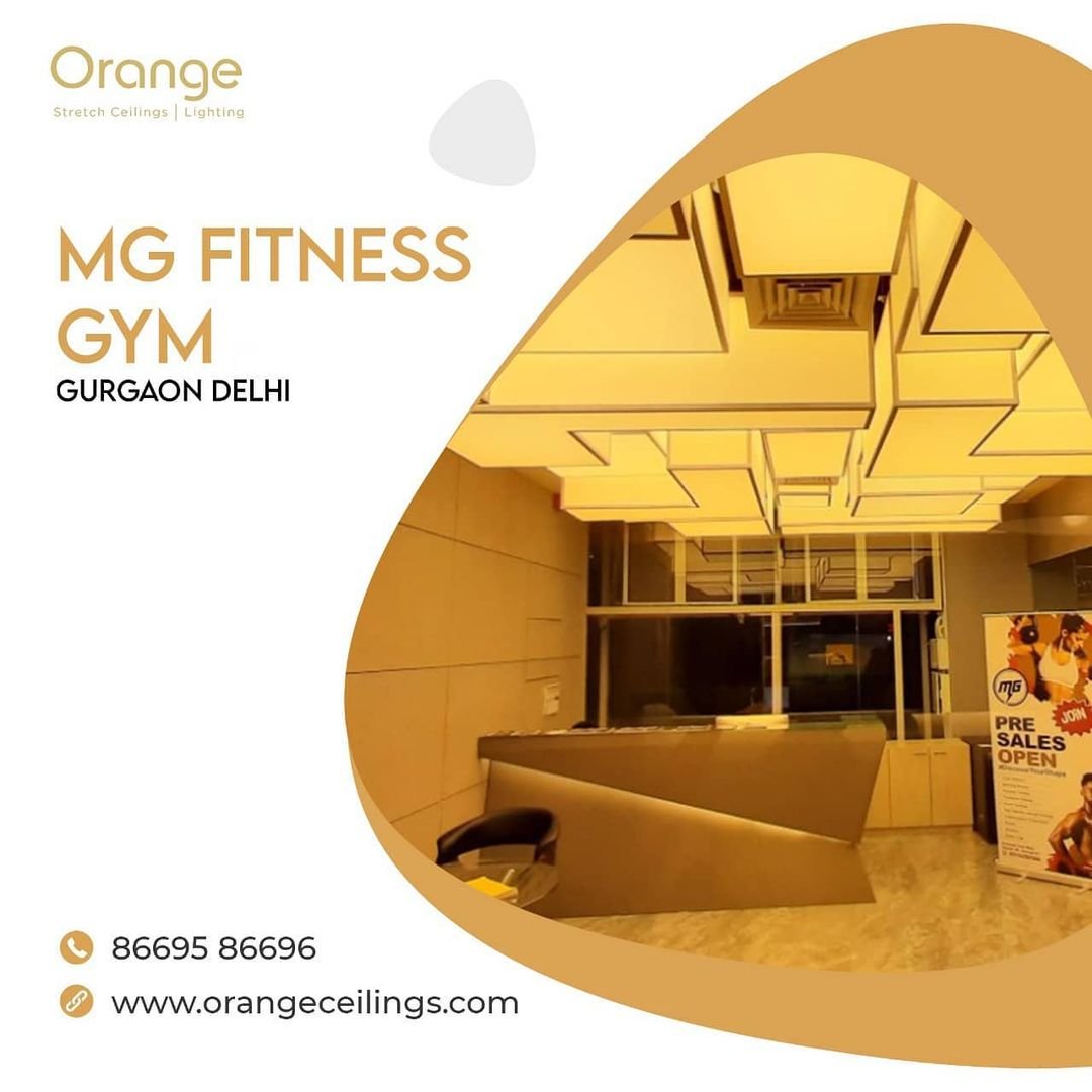 Orange Stretch Ceilings — Fitness studio ceiling project creative