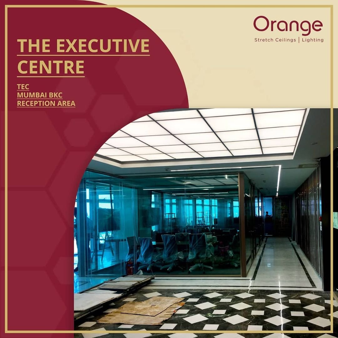 Orange Stretch Ceilings — Reception ceiling project creative